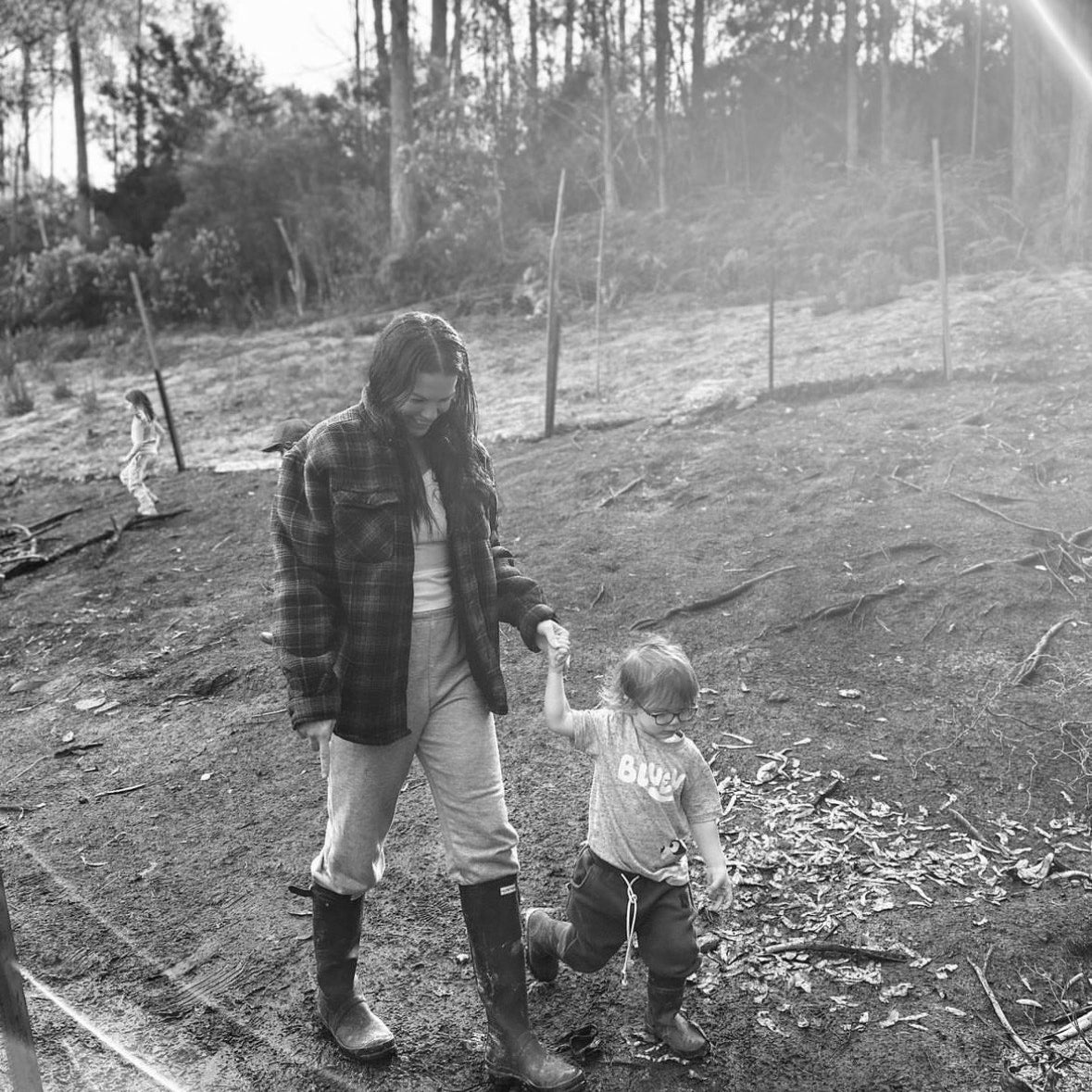 Mother and son on acreage in Southern tasmania