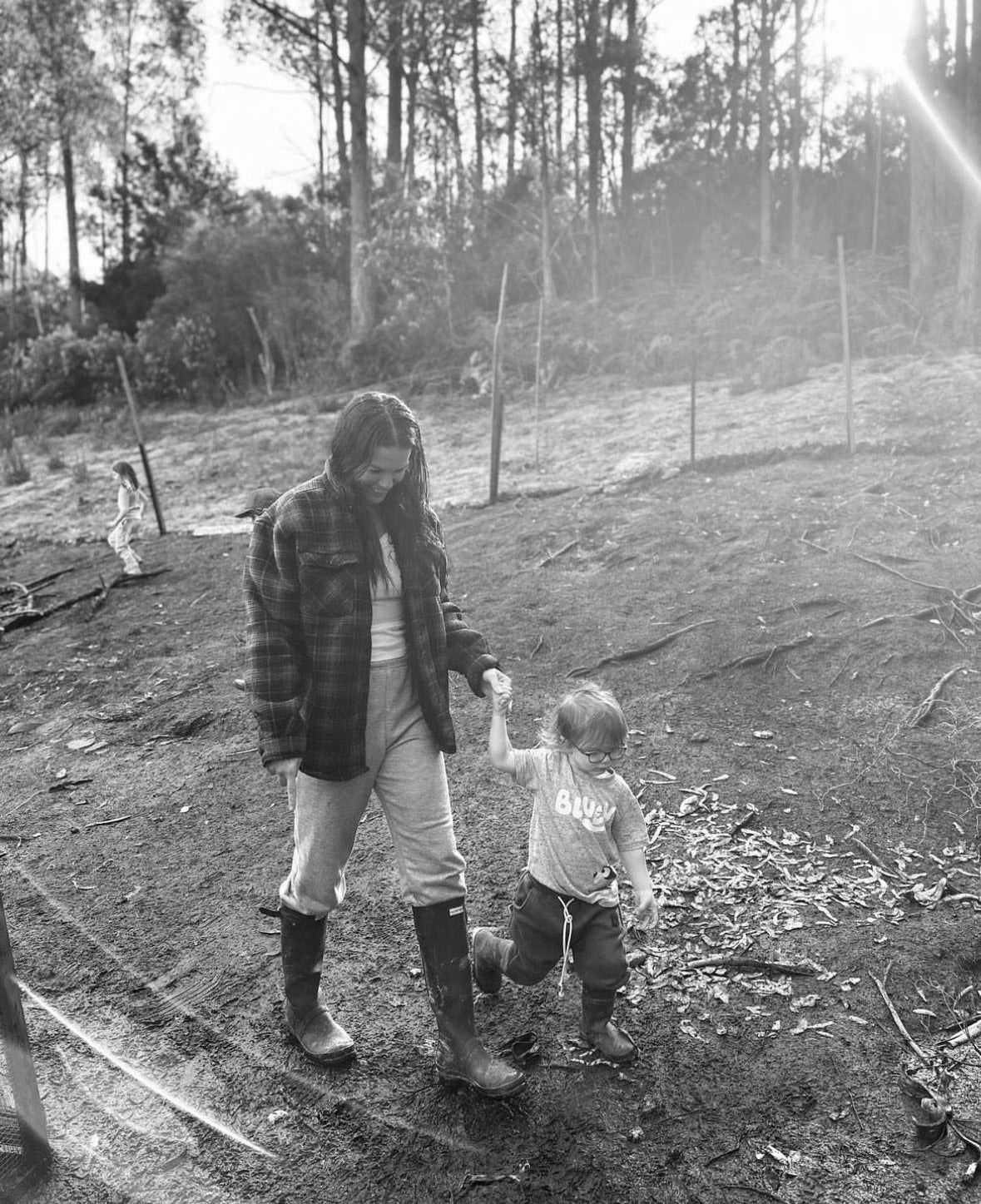 Mother and son on acreage in Southern tasmania